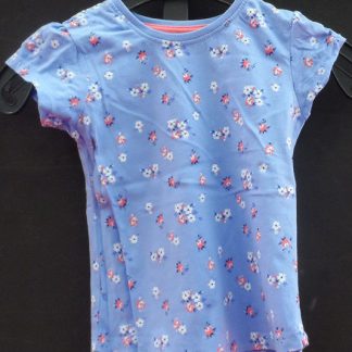 Blauwe T-shirt met bloemetjes