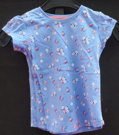 Blauwe T-shirt met bloemetjes