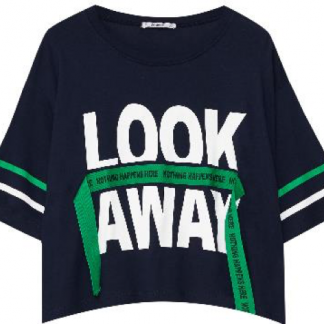 Sporty t-shirt met tekst (kort) Look away