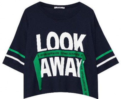 Sporty t-shirt met tekst (kort) Look away