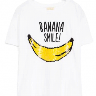 Witte t-shirt met banaan in pailletten